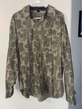 Isda & Co Men's XXL Paisley Button Down 100% Cotton Earthy